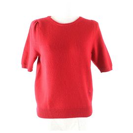Céline Celine Sulky bestickter Kaschmirstrickpullover Rot