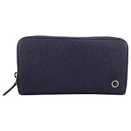 Bulgari Bvlgari Man Zip Wallet - Black Leather Long Wallet Black