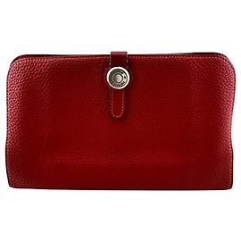 Hermès Cartera larga bifold HERMES Dogon GM en rojo Roja