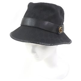 Gucci GG Canvas Polyester Cotton Bucket Hat Schwarz