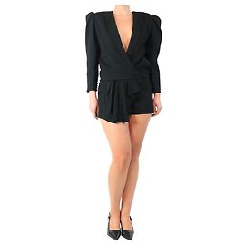 Saint Laurent Black blazer playsuit - size UK 10 Black