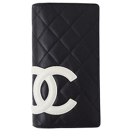 Chanel Cambon Women's Long Wallet in Black Lambskin Black