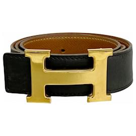 Hermès Constance Box Calf Gürtel Schwarz Golden
