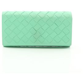 Cartera larga de cuero Intrecciato de Bottega Veneta Verde