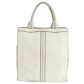 Valextra Medium Punch Leather Tote Bag Eggshell
