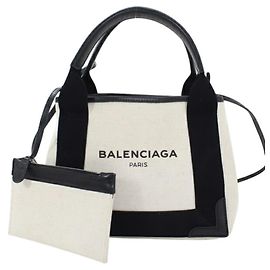 Schwarze Canvas- und Lederhandtasche von Balenciaga Schwarz