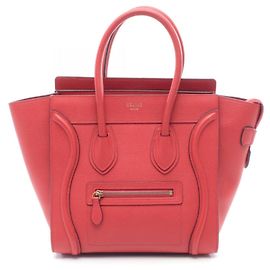 Céline Celine Luggage Micro Shopper Tote Bag Rot