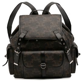 Céline Celine Brauner Medium Triomphe beschichteter Canvas-Rucksack Braun Dunkelbraun