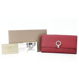 Bulgari Bvlgari Saffiano Long Wallet Red