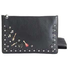 Bolsa de couro com studs Dolce & Gabbana Music Preto
