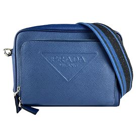 Prada Blue Leather Shoulder Bag Blue