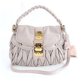 Borsa a Spalla in Pelle Matelassé Miu Miu Beige