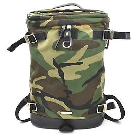 Saint Laurent Canvas and Leather Backpack Black Khaki