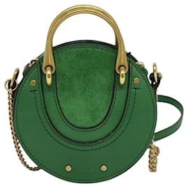 Chloé Bolsa transversal Pixie de couro e camurça pequena Chloe Verde