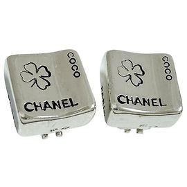 Chanel Women's Square Cube Earrings in Silver Other