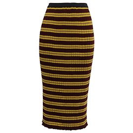 Falda midi de punto acanalado a rayas en algodón multicolor de Marni Multicolor
