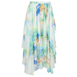 Céline Jupe midi superposée imprimée Celine en soie multicolore Multicolore