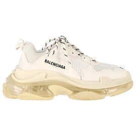 Baskets Triple S à semelle transparente Balenciaga en polyester blanc Blanc Écru