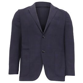 Ermenegildo Zegna Checked Single-Breasted Blazer in Navy Blue Wool Blue Navy blue