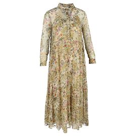 Céline Abito maxi a maniche lunghe in seta multicolore con stampa floreale Celine Altro