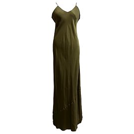 Vestido Maxi Sem Mangas Nili Lotan em Seda Verde Oliva Verde Verde oliva