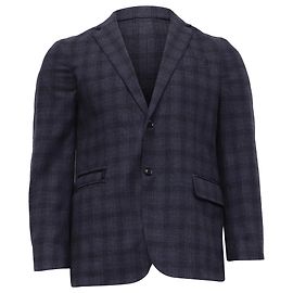 Ermenegildo Zegna Checked Single-Breasted Blazer in Navy Blue Wool Blue Light blue