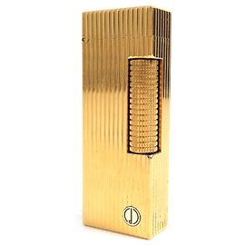 Alfred Dunhill Dunhill Logo Engraved Stripe Pattern Lighter Golden