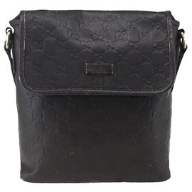 Bolsa mensageiro com aba em couro Guccissima da Gucci Marrom