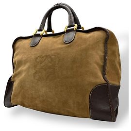 Loewe Anagram Amazona Suede and Leather Tote Bag Brown Camel