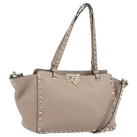 Valentino Rock Studs Tote Bag Leder 2-Wege Rosa Gold Auth BA10737 Pink Golden