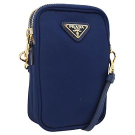 Borsa a Spalla PRADA Nylon Blu Oro Auth LNZ265V Blu D'oro