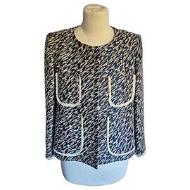 Giacca Tara Jarmon in tweed blu e bianco Bianco Blu Multicolore