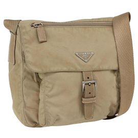Borsa a Spalla PRADA Nylon Beige Argento Autentica 170605 Argento Beige