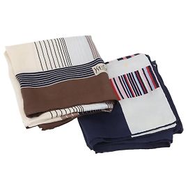 Sciarpa in seta SAINT LAURENT 2 pezzi Blu Marino Marrone Auth am10787 Marrone Blu navy