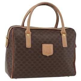 Céline Sac à main en toile Macadam CELINE en cuir PVC marron doré Auth 173522 Marron Doré