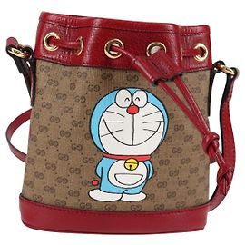 Sac de collaboration GUCCI Micro GG Supreme Doraemon en PVC beige 647801 Auth 138992SAM Beige Doré
