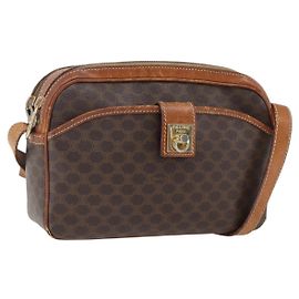 Céline Sac à épaule en toile Macadam CELINE en cuir PVC marron doré Auth 173557 Marron Doré