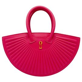 Bolsa de leque de couro rosa choque Schiaparelli Rosa