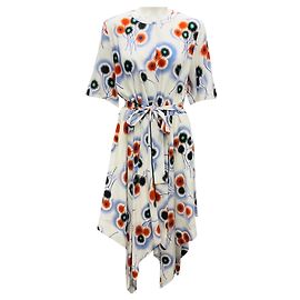 Robe midi à boutons devant avec ourlet en forme de mouchoir imprimé floral multicolore Jason Wu Blanc