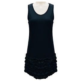 Stella Mc Cartney Vestido de jersey negro sin mangas con dobladillo con volantes Stella McCartney Negro