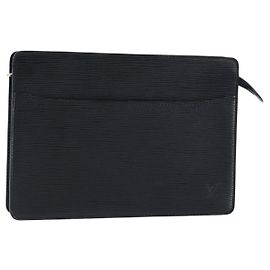 LOUIS VUITTON Pochette Uomo Epi Borsa Clutch Nera M52522 LV Auth ka2502 Nero