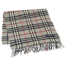 Bufanda de lana a cuadros Nova Check Burberry gris Auth am10751 Castaño