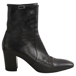 Saint Laurent Botas de cuero negro Negro