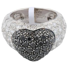 De Grisogono Black Diamond Heart Ring, Size 51 White