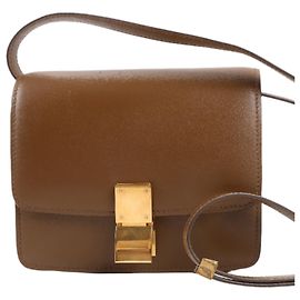 Céline Borsa a spalla in pelle Celine Classic Box piccola in marrone Marrone