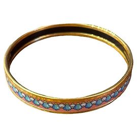 Pulseira de bangles de esmalte Hermès Rosa Azul Dourado Verde