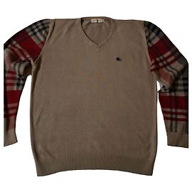 Pull Burberry London avec manches à carreaux Multicolore Beige