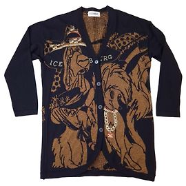 Iceberg langer Wollcardigan Braun Schwarz