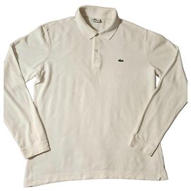 Polo Lacoste blanche à manches longues Blanc