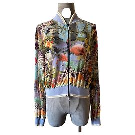 Giacca Bomber Jean Paul Gaultier 'Flamingo' Rosa Bianco Blu Multicolore Verde Arancione